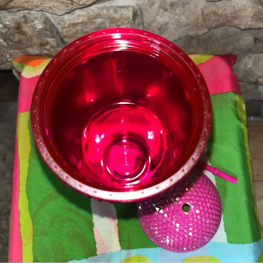 NWT STARBUCKS Pink Bling Studded Frappuccino Dome Tumbler 24oz 710ML 2025